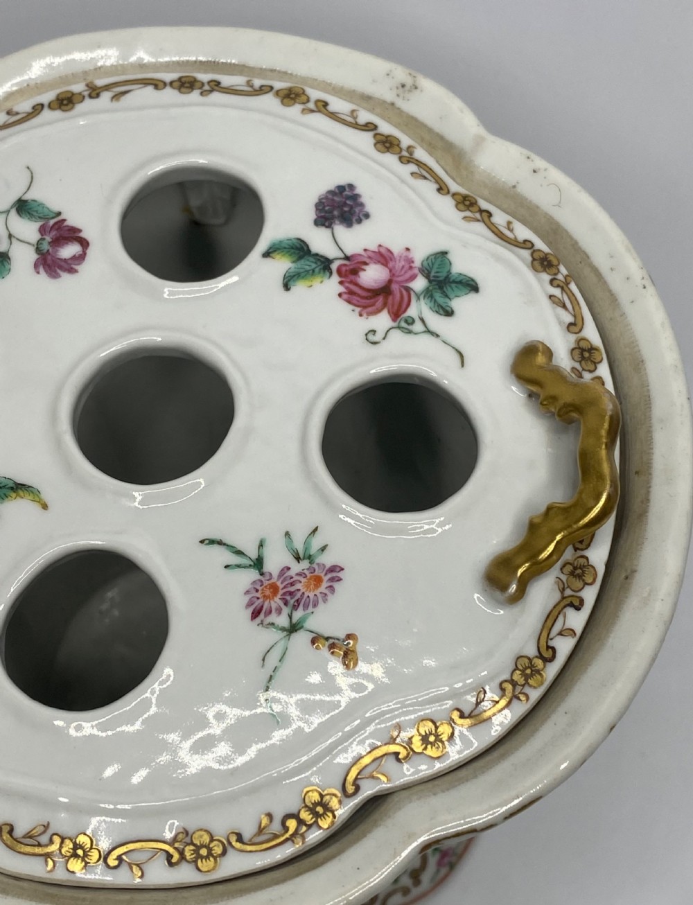 Pair Chinese porcelain bough pots, c. 1760. Qianlong Period. View X