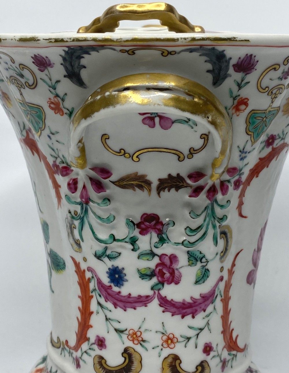 Pair Chinese porcelain bough pots, c. 1760. Qianlong Period. View XII