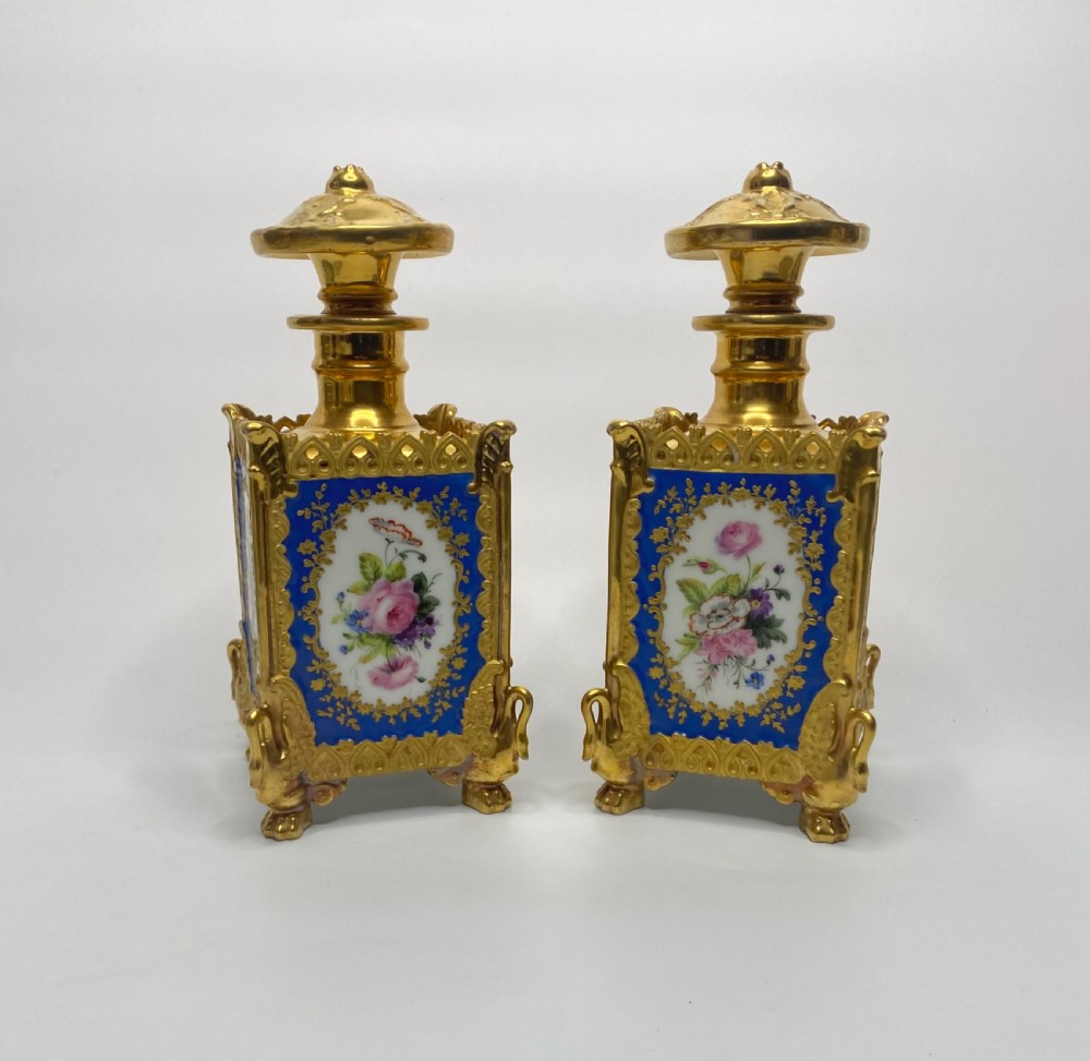 Pair Jacob Petit porcelain scent bottles, Paris, c. 1840. View II