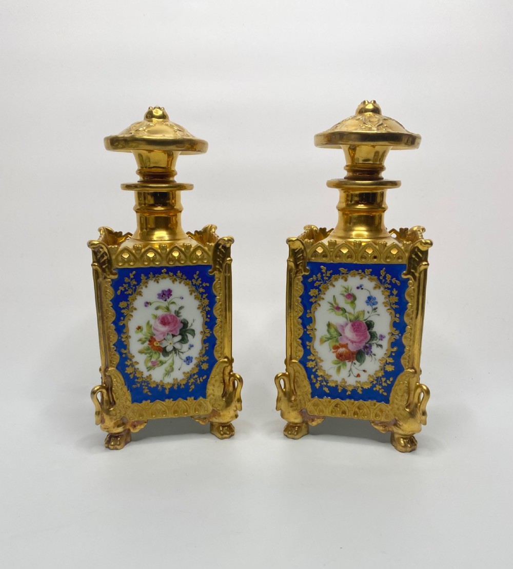 Pair Jacob Petit porcelain scent bottles, Paris, c. 1840. View III