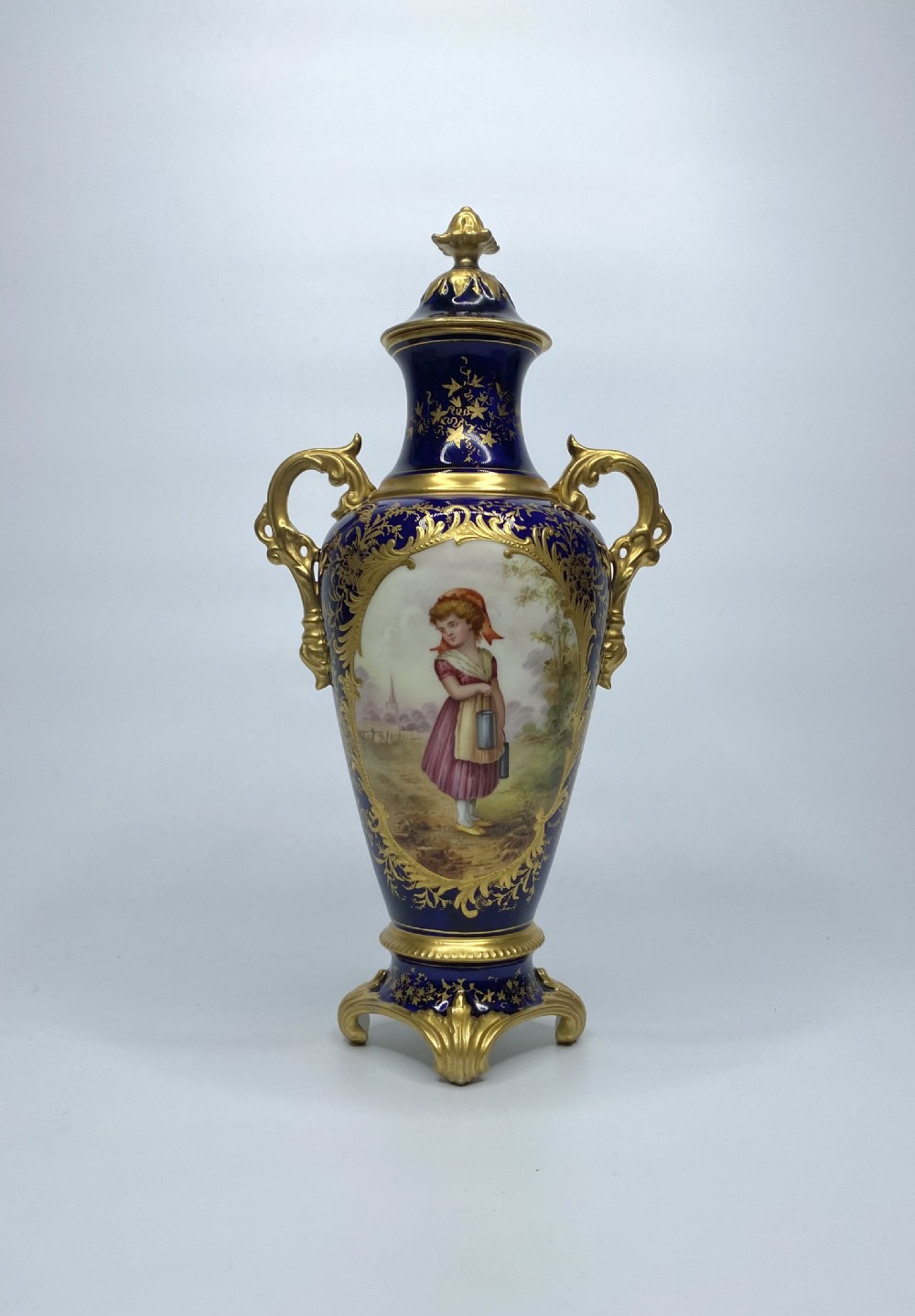 Coalport vase & cover, Tom Keeling, c. 1900.