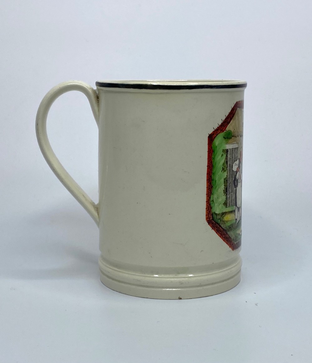 Yorkshire pottery creamware Frog mug, c. 1800. View II