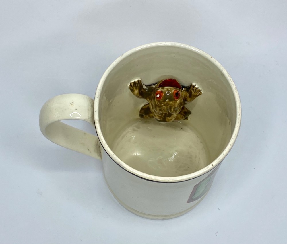 Yorkshire pottery creamware Frog mug, c. 1800. View III