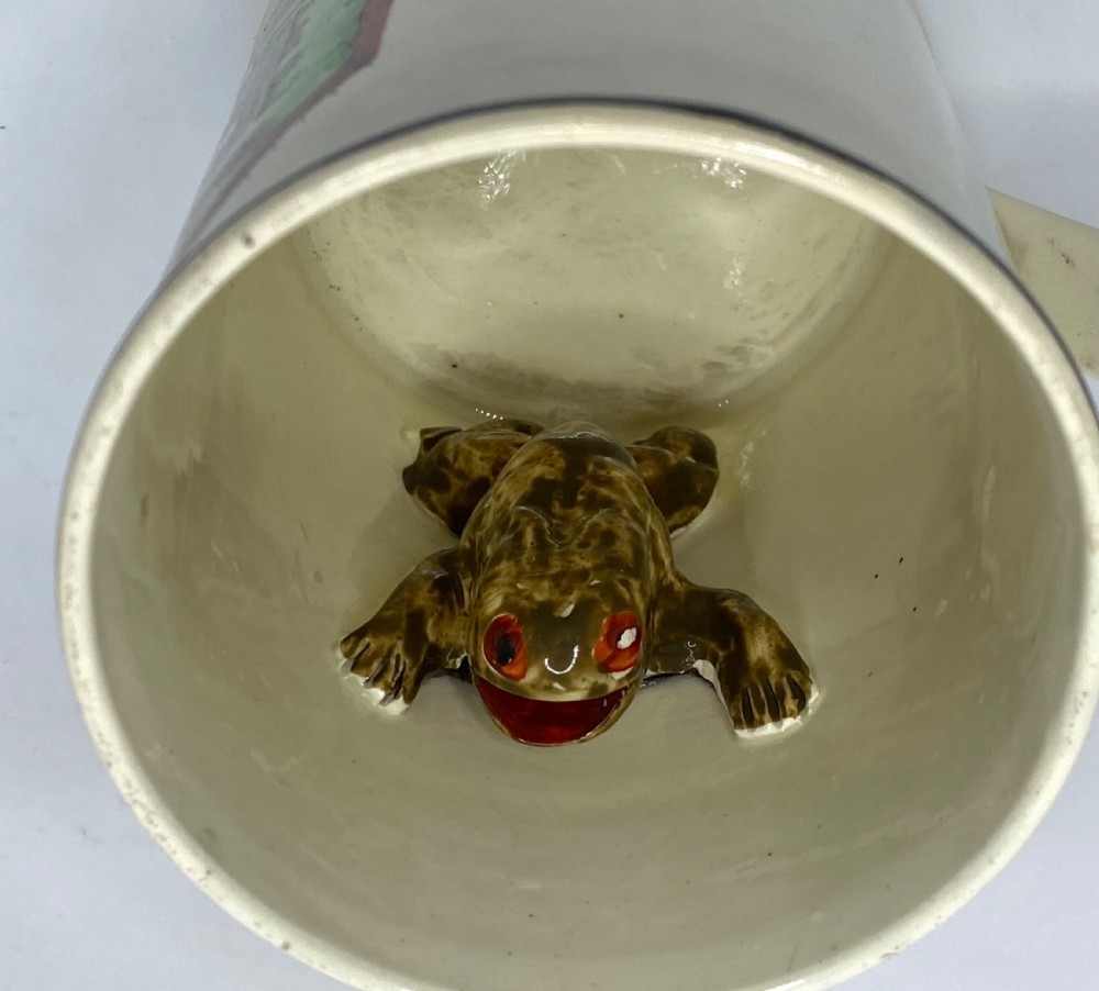 Yorkshire pottery creamware Frog mug, c. 1800. View IV