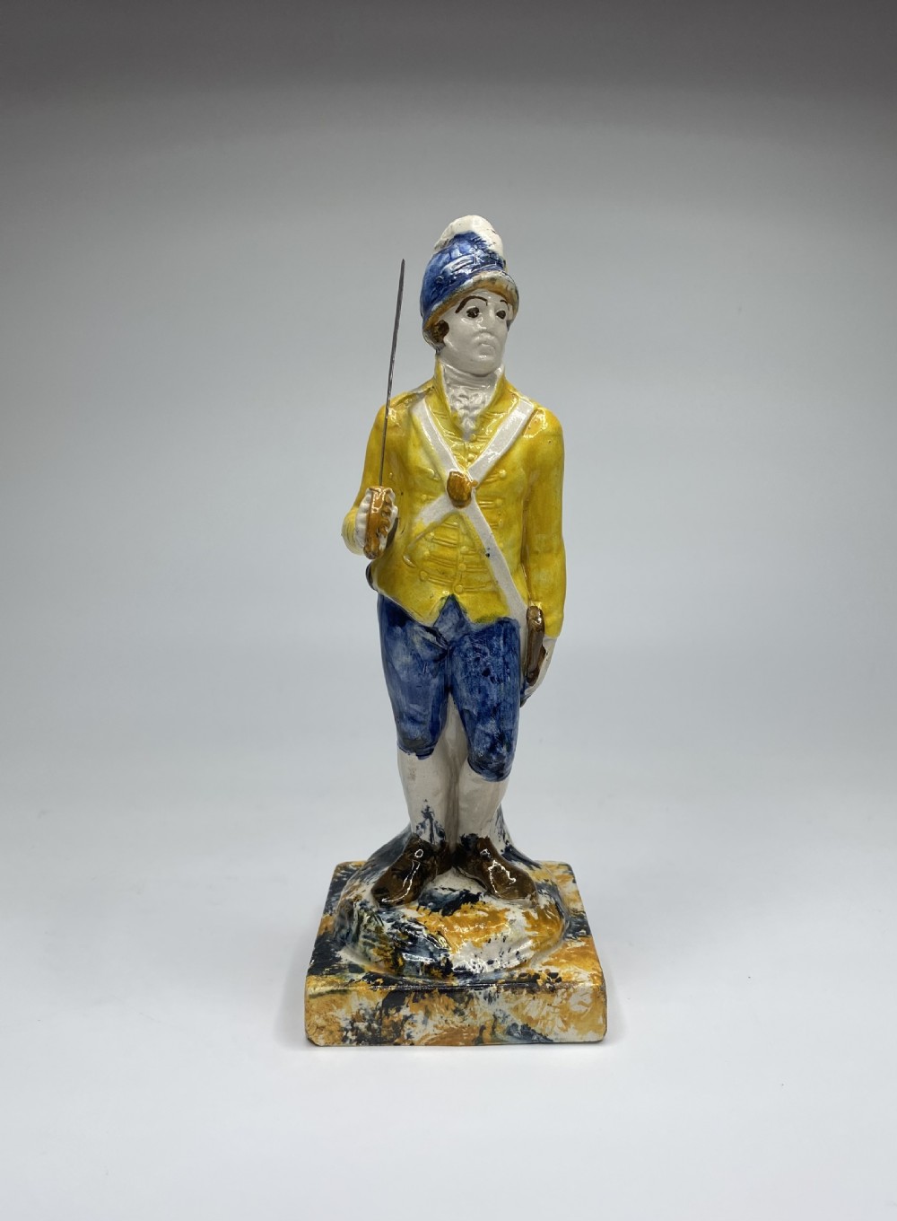 Prattware figure ‘Loyal Volunteer’, c. 1790.