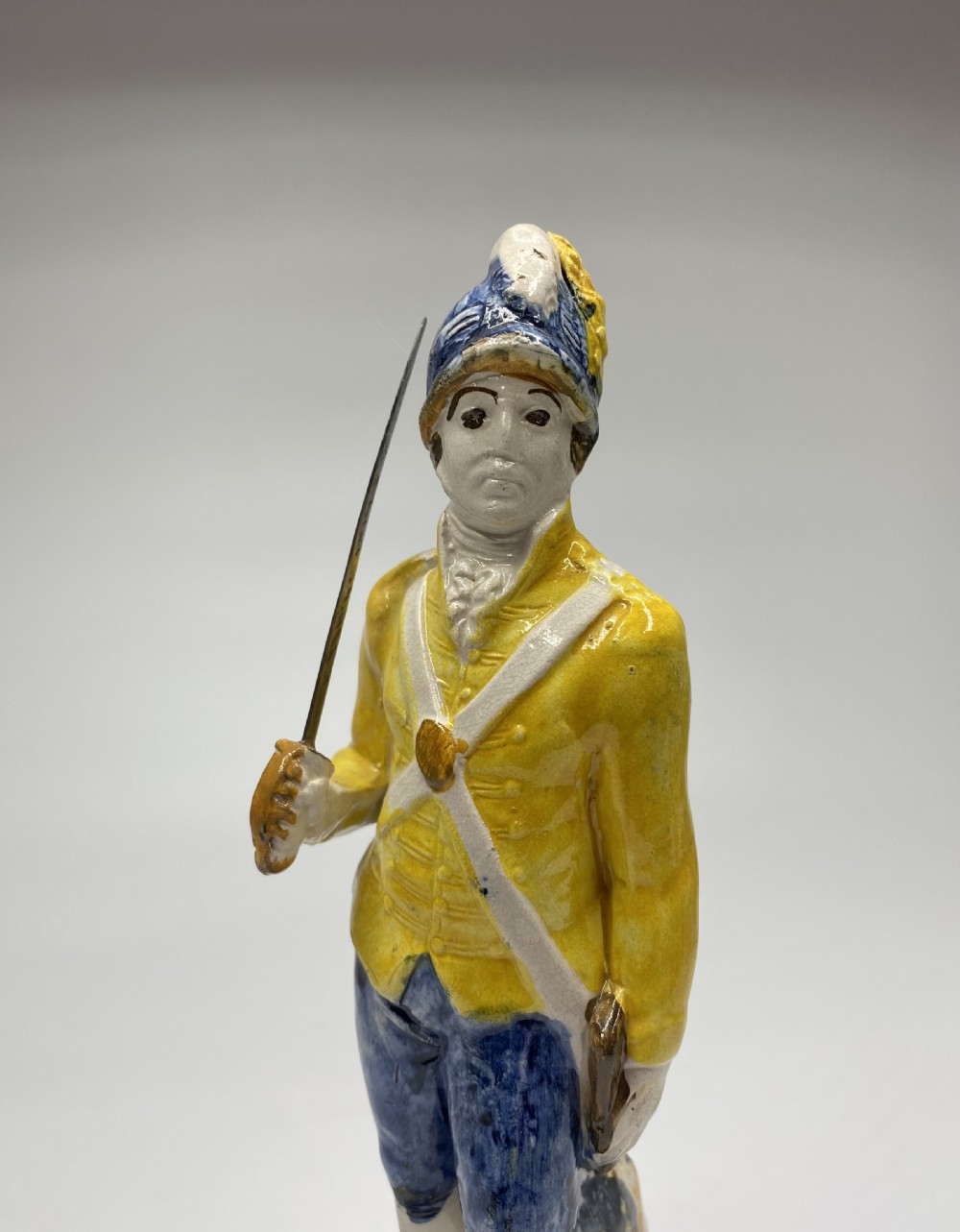 Prattware figure ‘Loyal Volunteer’, c. 1790. View V