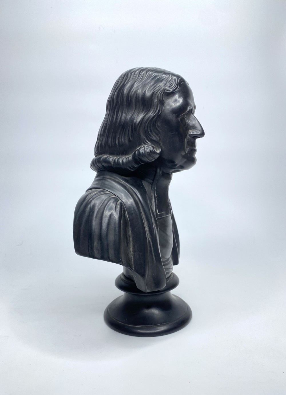 Wedgwood black basalt bust, John Wesley, c. 1830. View II