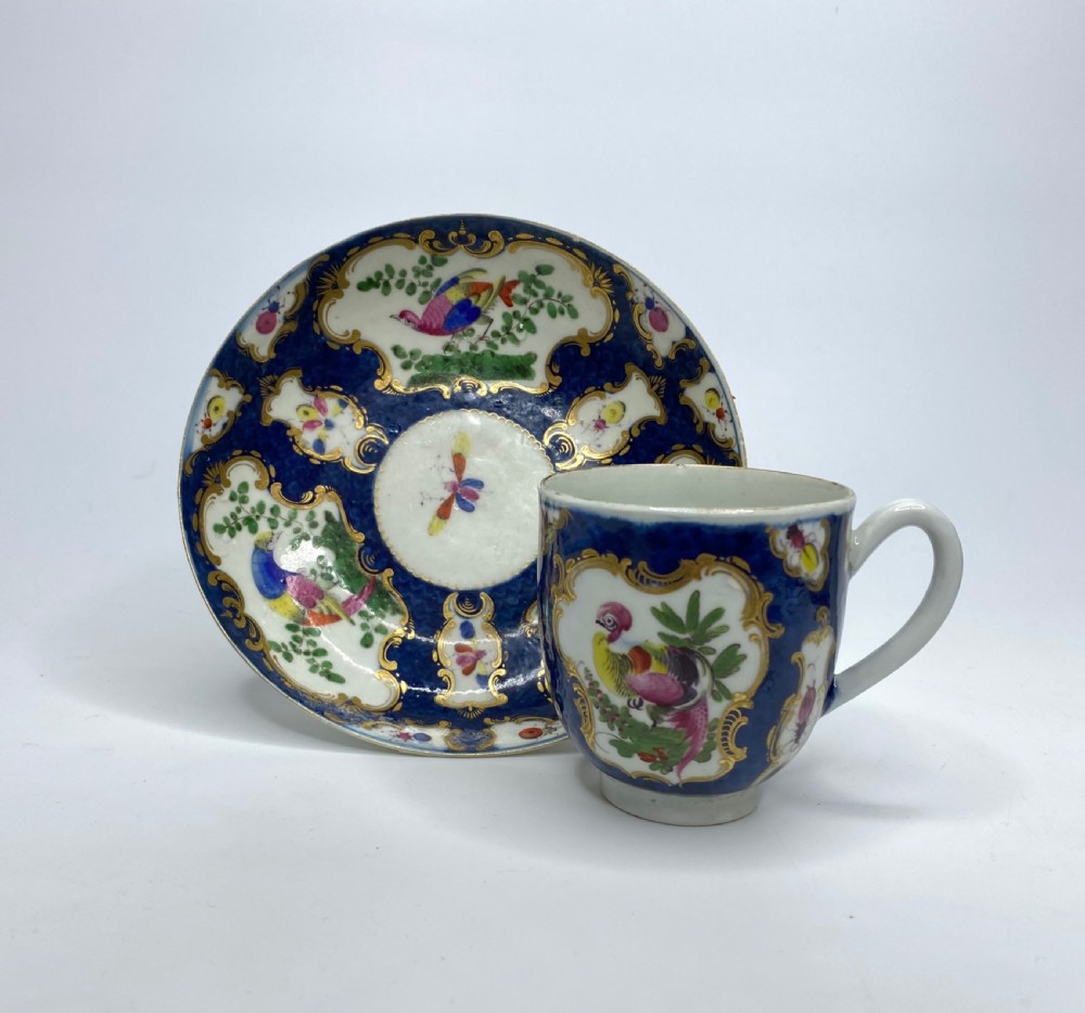 Worcester porcelain Blue Scale cup & saucer, c. 1770.