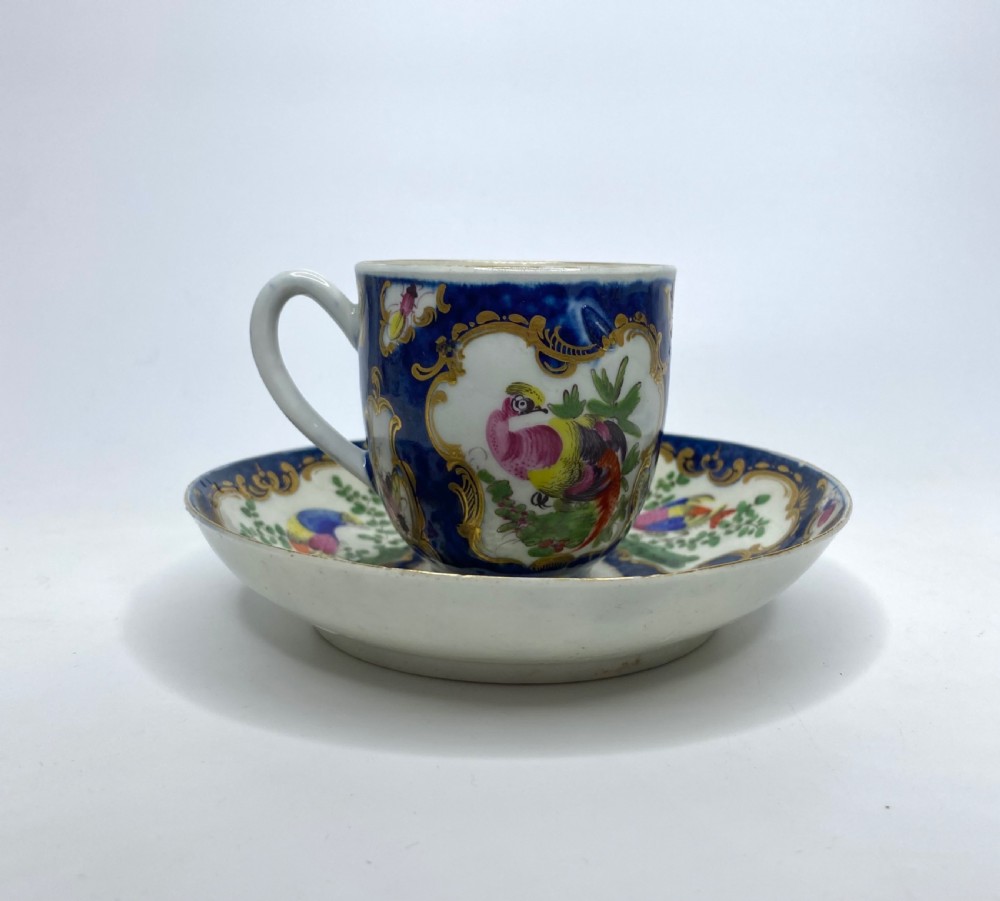 Worcester porcelain Blue Scale cup & saucer, c. 1770. View VI