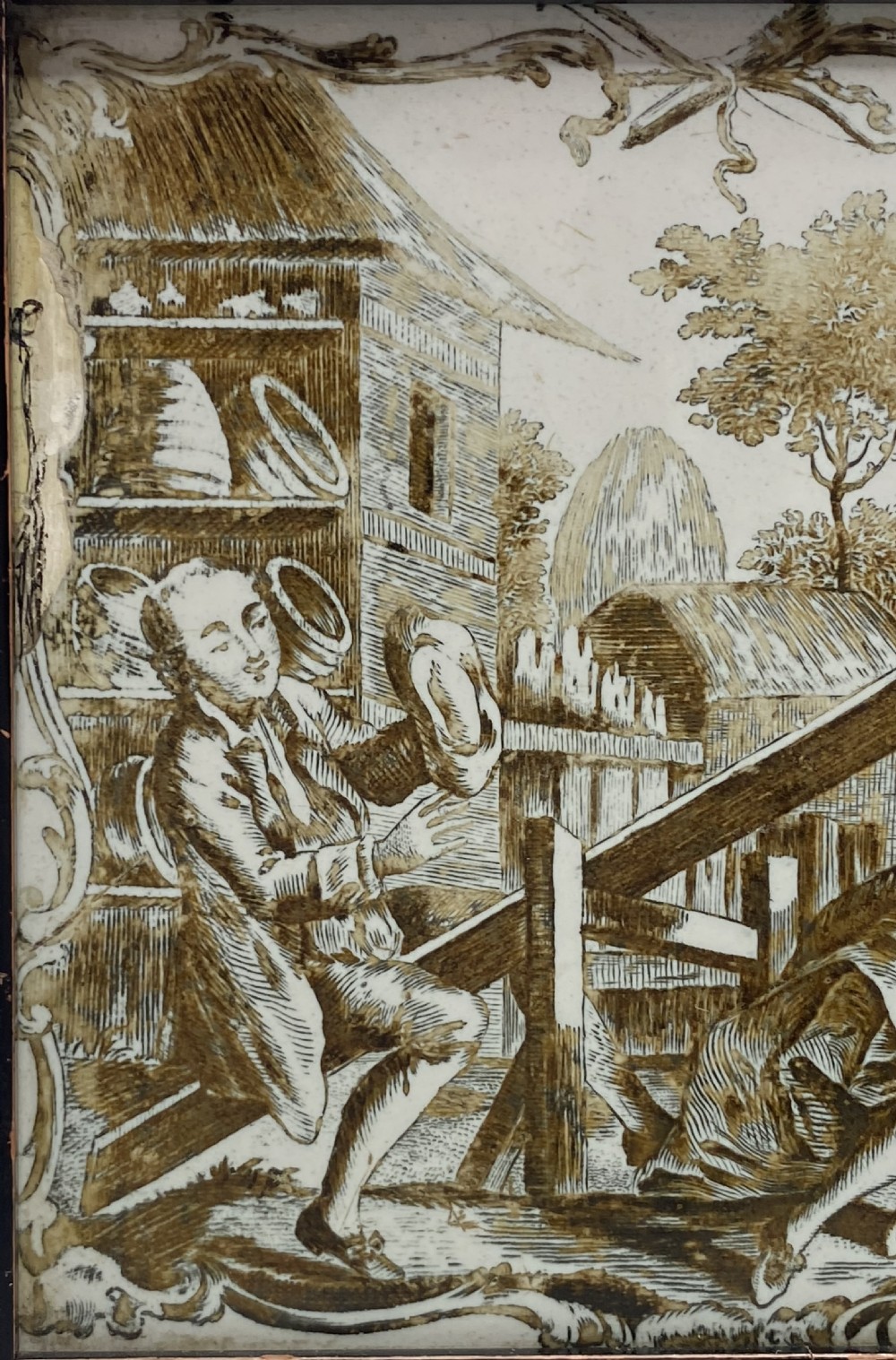 Liverpool Delft tile, John Sadler print, c. 1770. View III