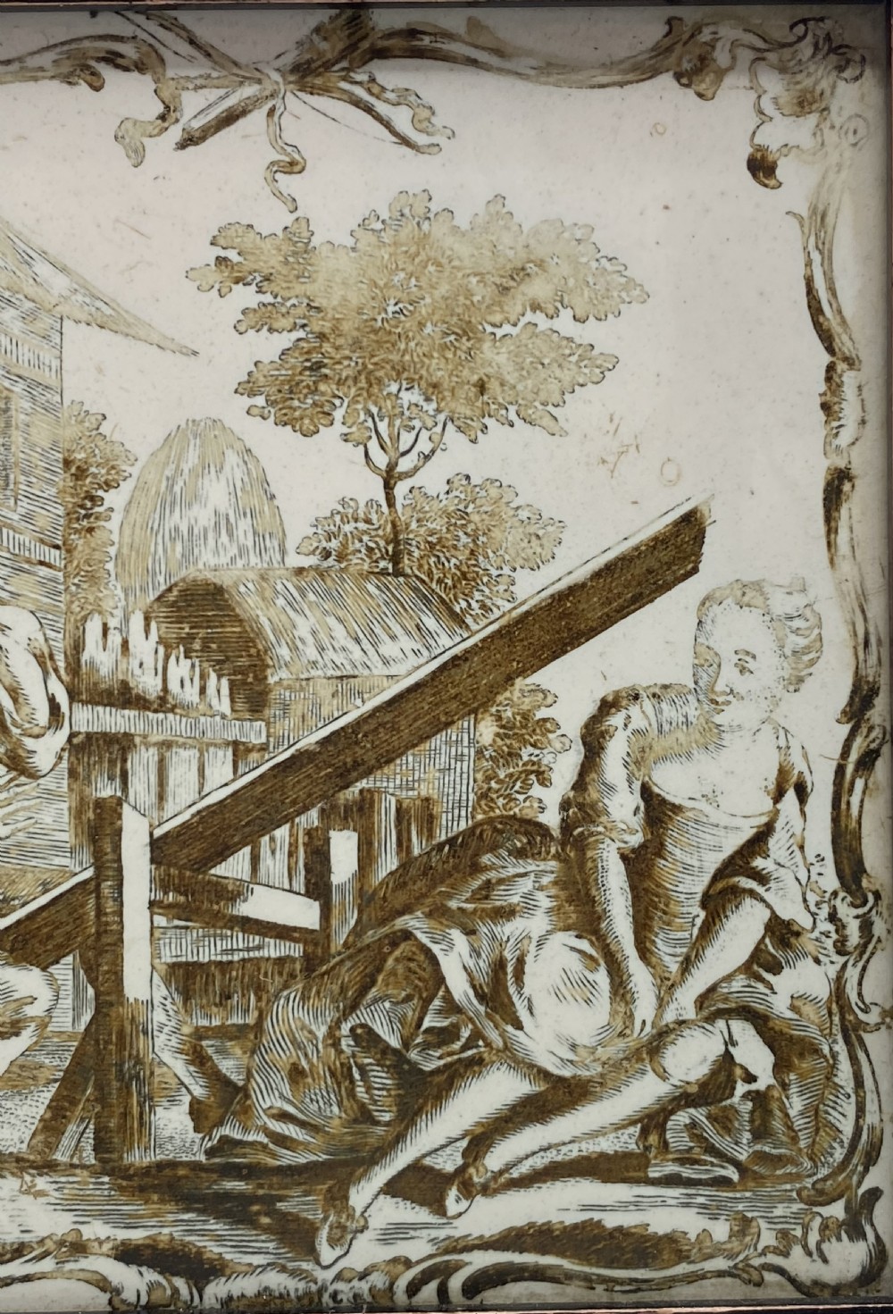 Liverpool Delft tile, John Sadler print, c. 1770. View IV