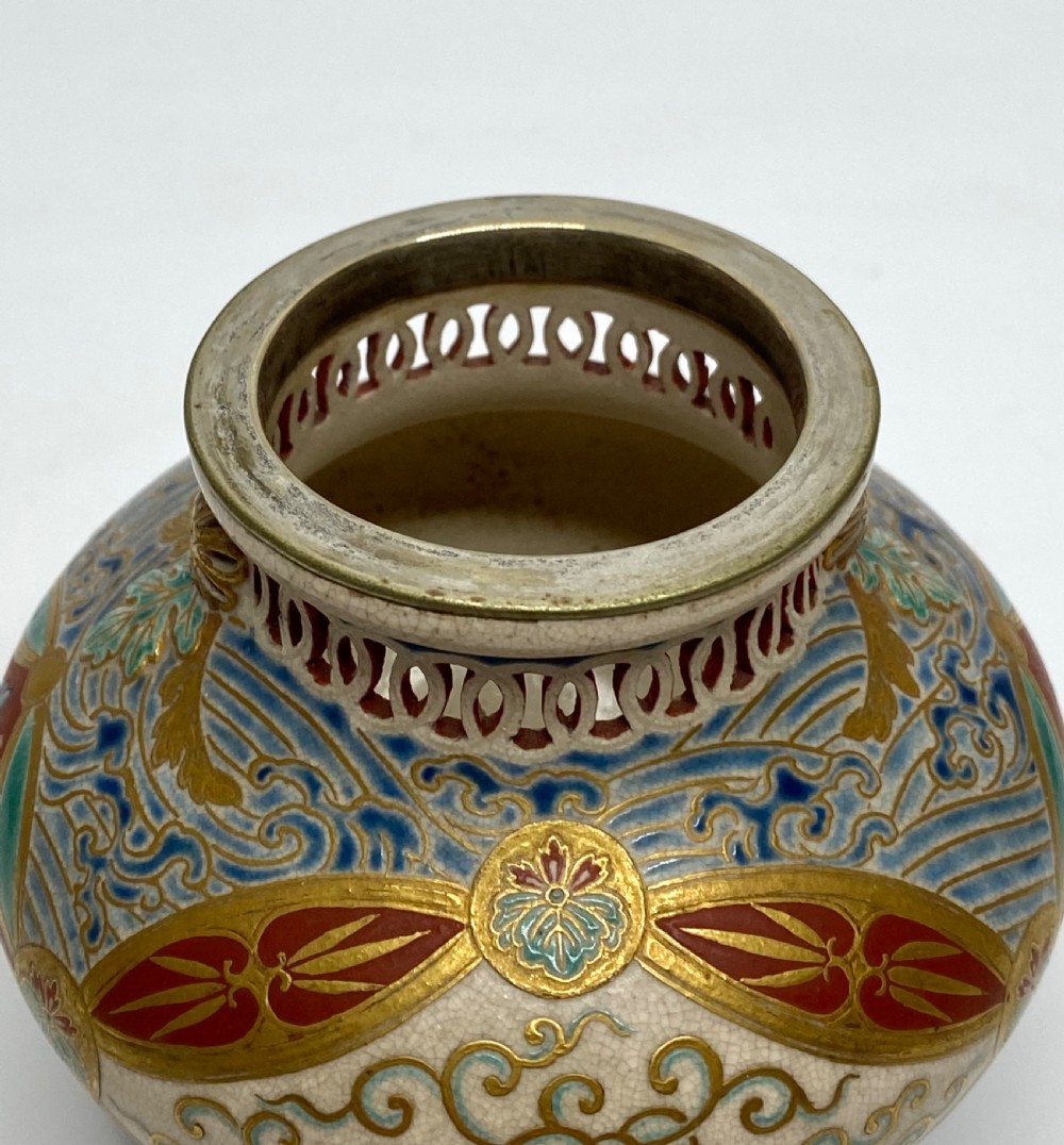 Imperial Satsuma koro and silver cover, Meiji Period. View XI