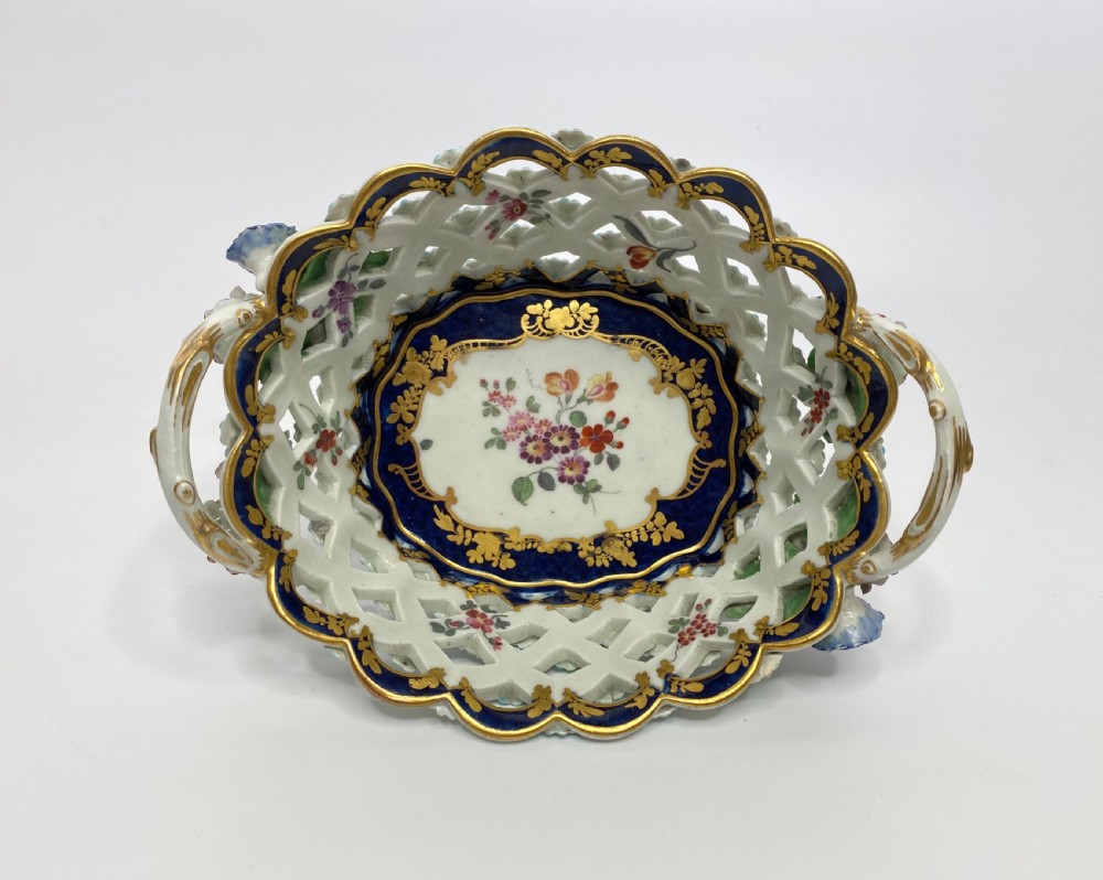 Worcester porcelain chestnut basket, James Giles, c. 1770.