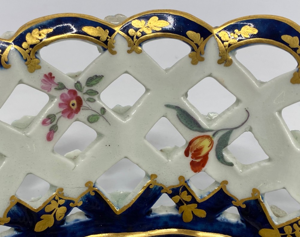 Worcester porcelain chestnut basket, James Giles, c. 1770. View X