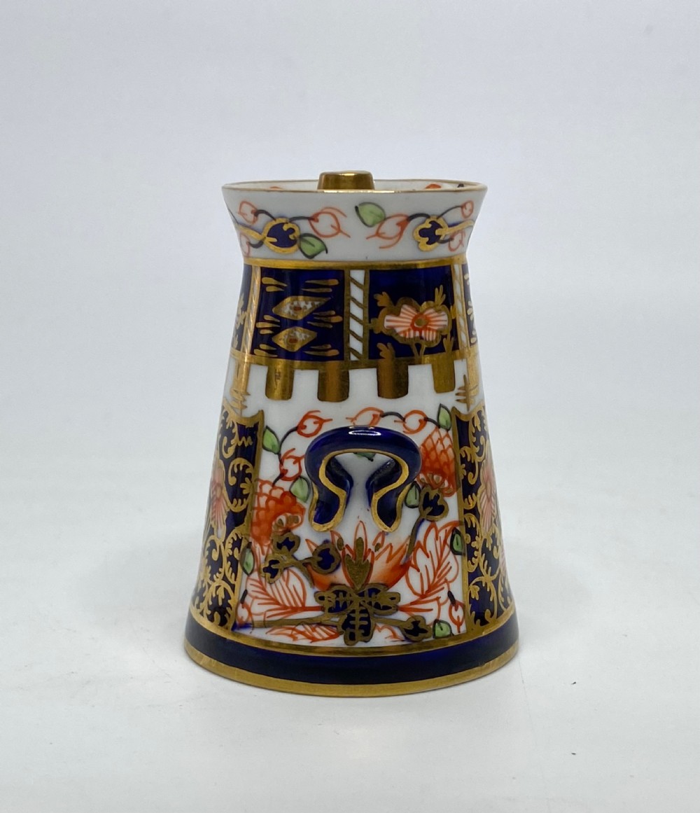 Royal Crown Derby milk churn and cover, dated 1921. View II