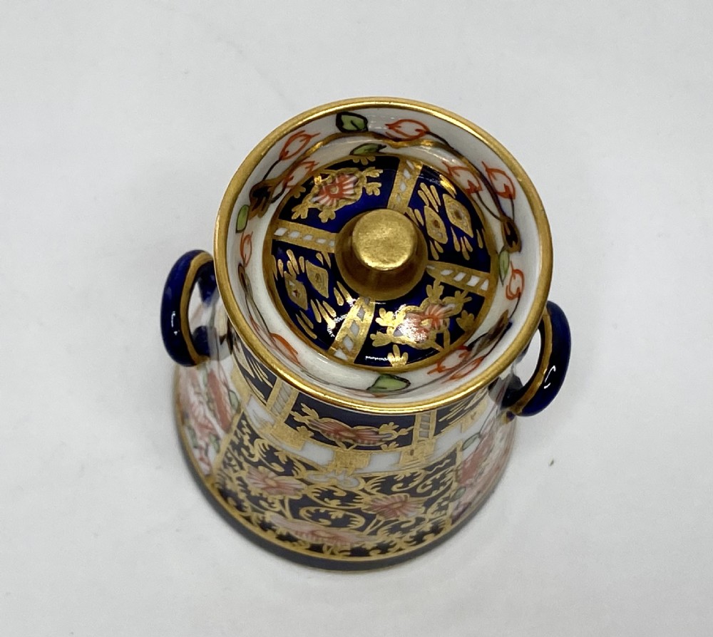 Royal Crown Derby milk churn and cover, dated 1921. View III