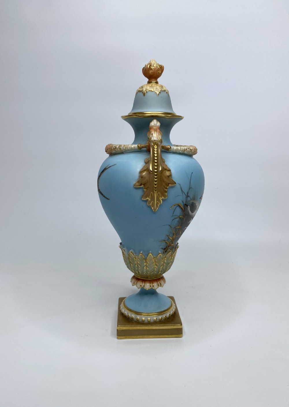 Royal Worcester ‘Swans’ vase and cover, Charles Baldwyn, d. 1902. View III