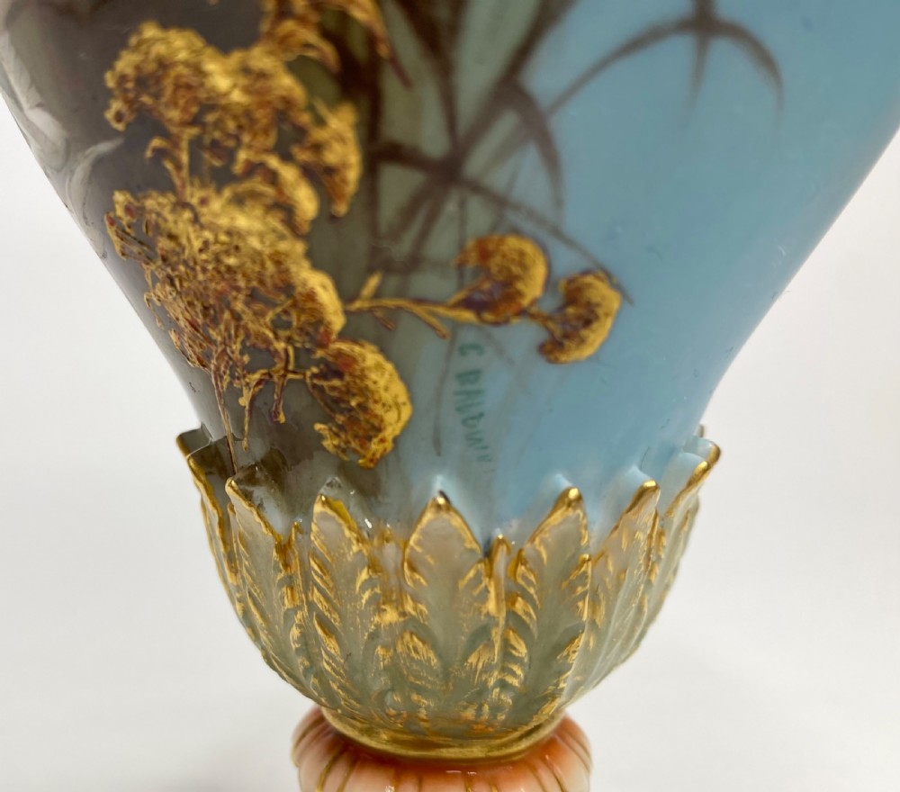 Royal Worcester ‘Swans’ vase and cover, Charles Baldwyn, d. 1902. View VIII