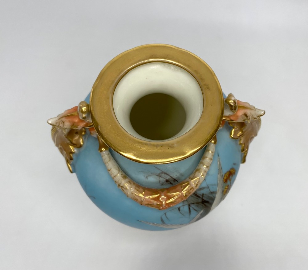 Royal Worcester ‘Swans’ vase and cover, Charles Baldwyn, d. 1902. View IX