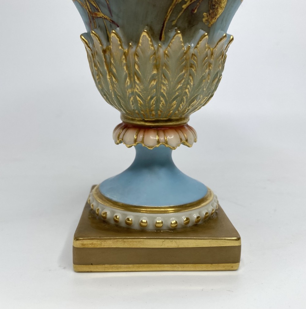 Royal Worcester ‘Swans’ vase and cover, Charles Baldwyn, d. 1902. View X