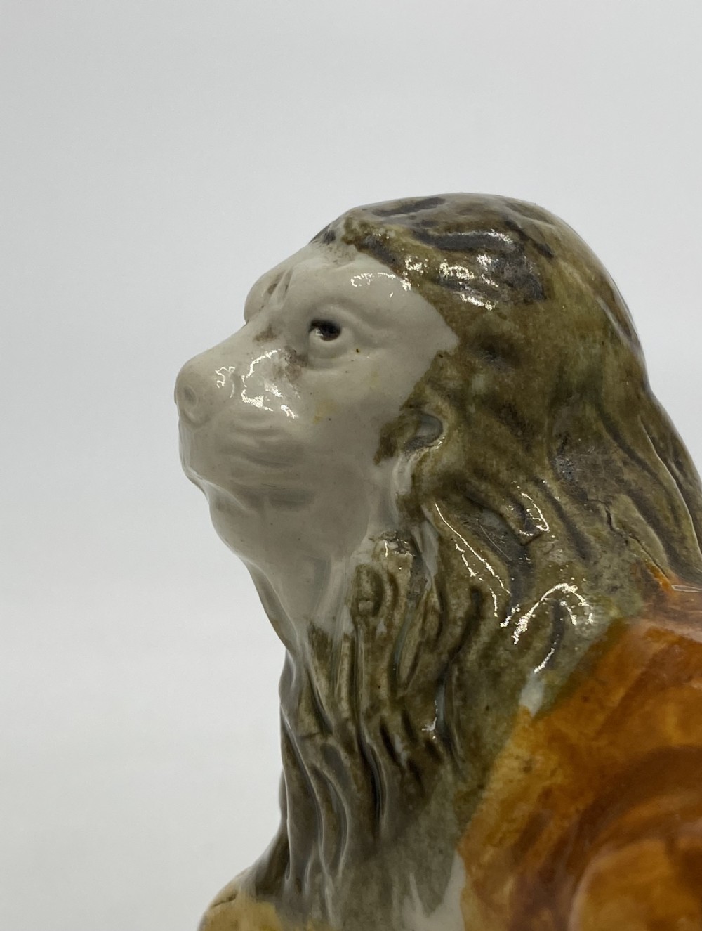 Staffordshire Prattware lion, c. 1790. View IV