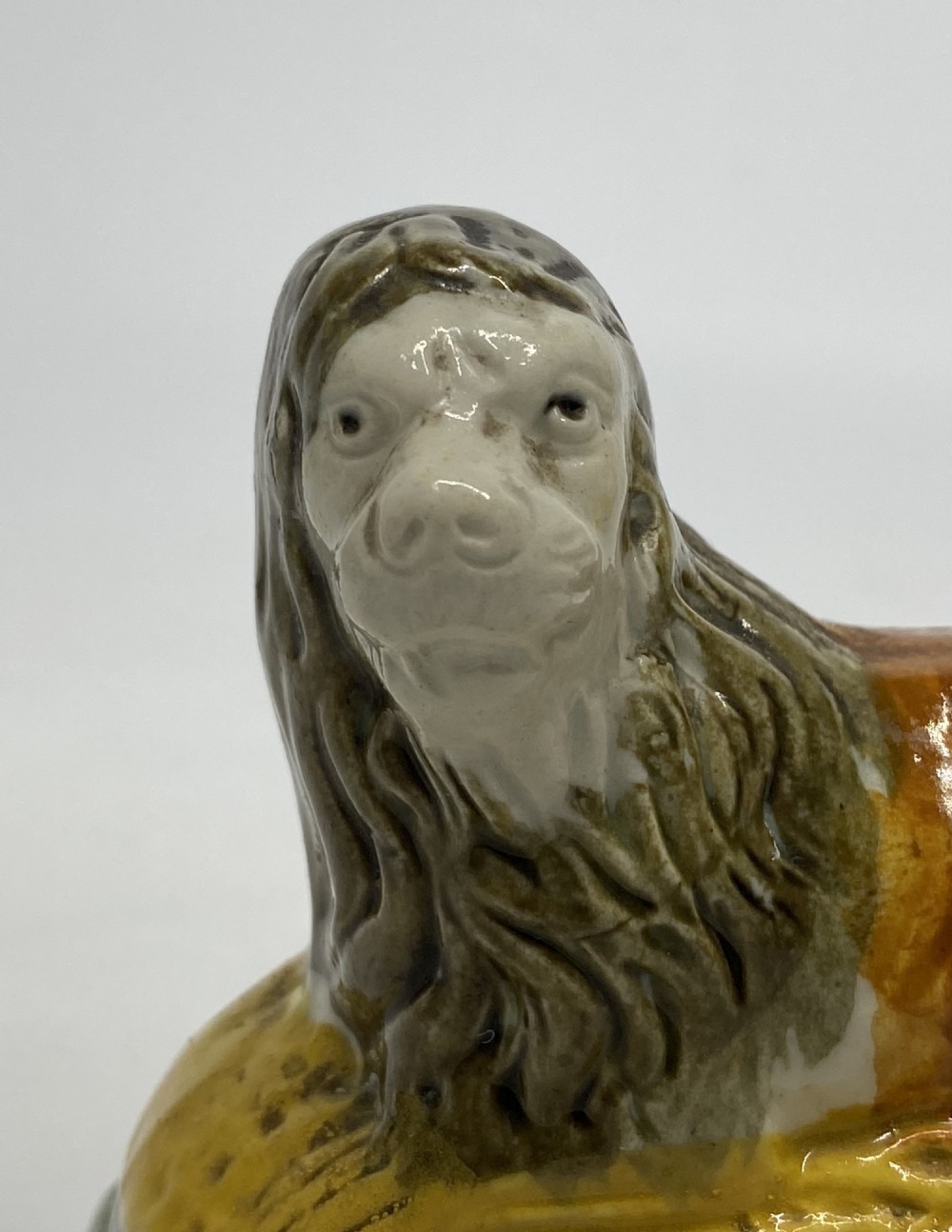 Staffordshire Prattware lion, c. 1790. View V