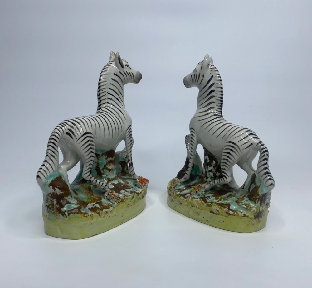 Pair Staffordshire Zebra, Thomas Parr factory, c. 1860. View V