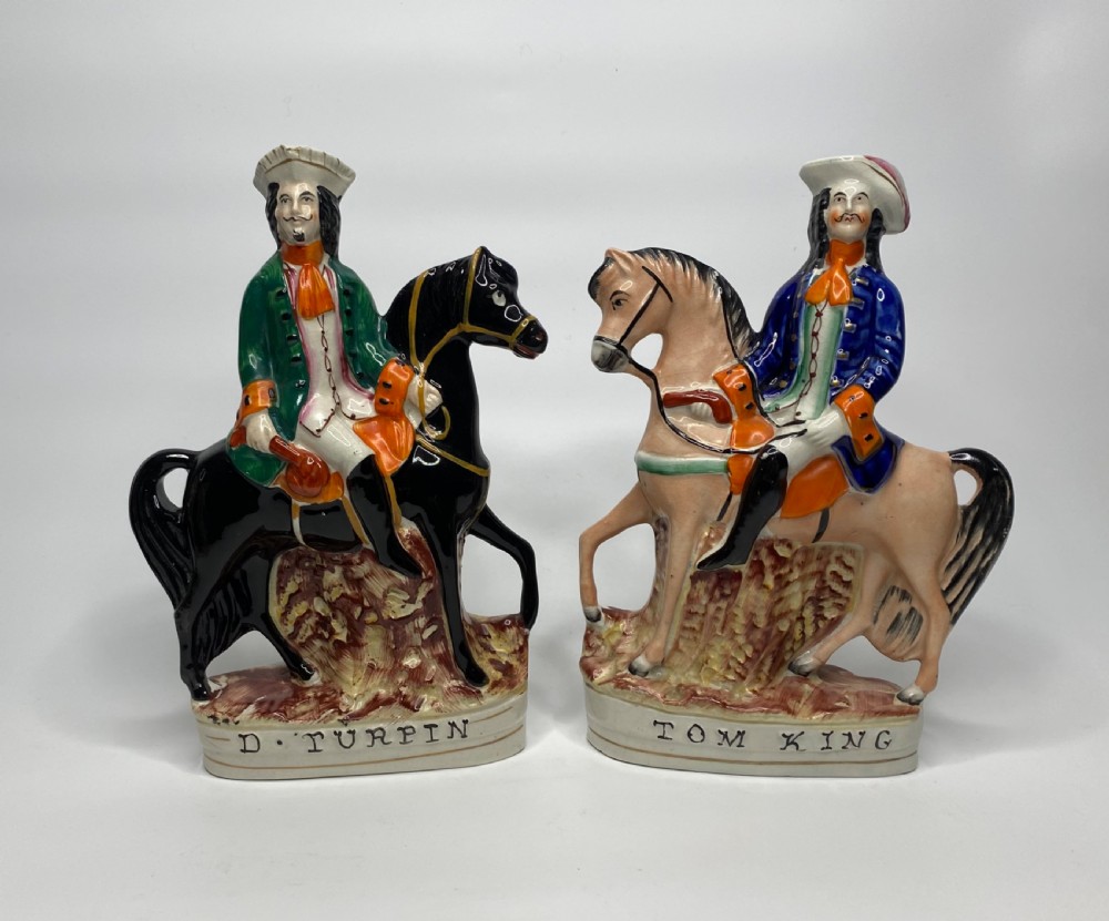 Pair Staffordshire figures, Dick Turpin & Tom King, c. 1860.