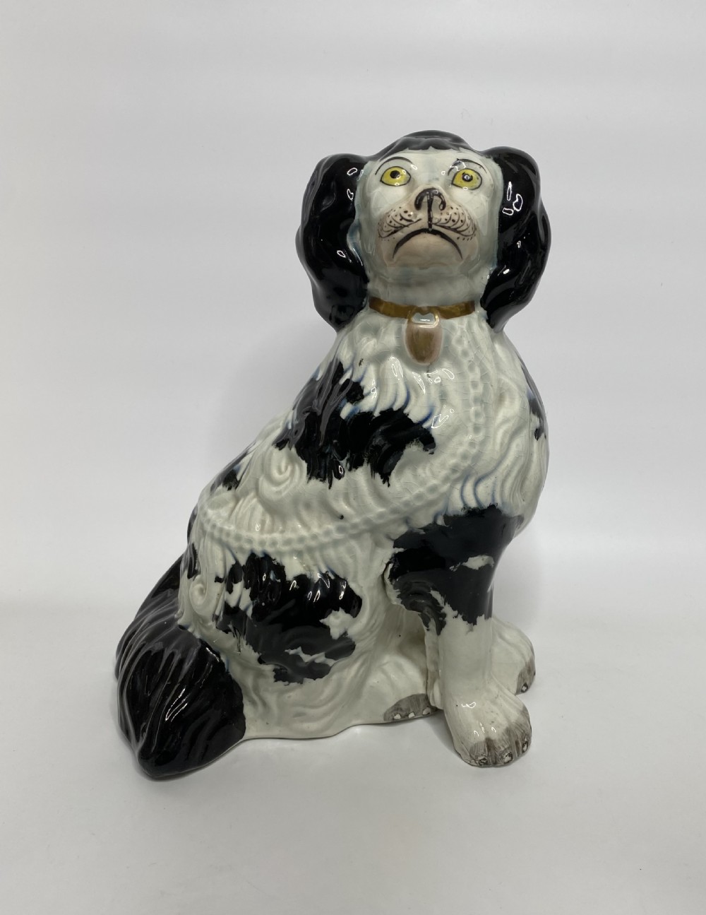 Pair of rare and large Staffordshire Spaniels, c. 1840. View II