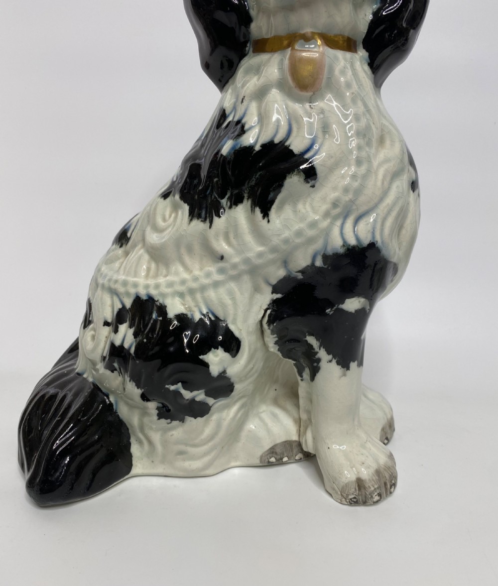 Pair of rare and large Staffordshire Spaniels, c. 1840. View IV