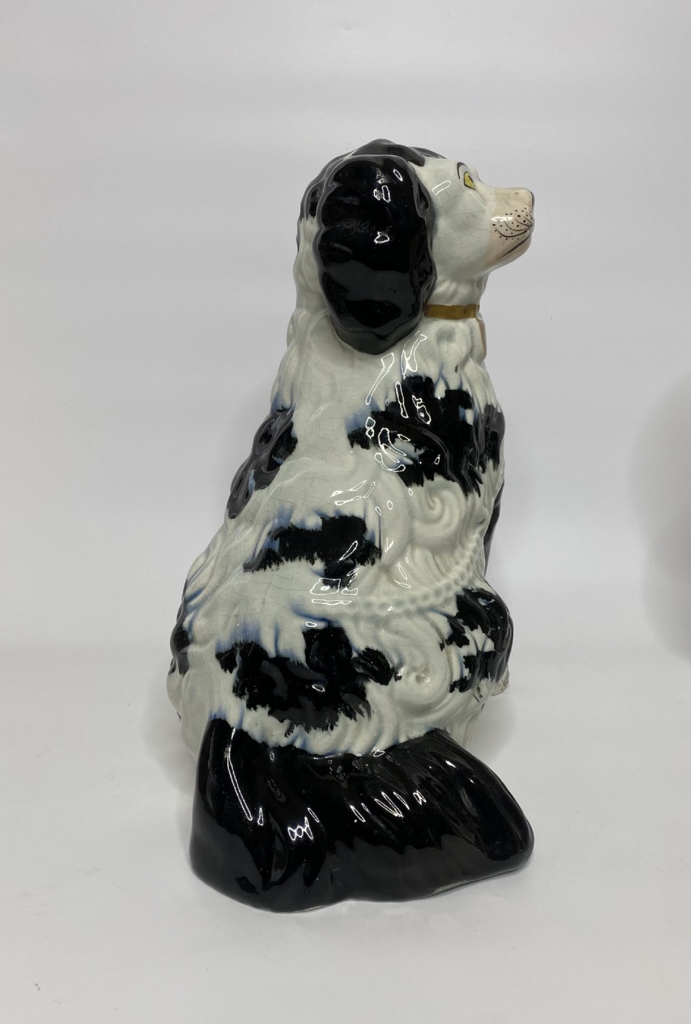 Pair of rare and large Staffordshire Spaniels, c. 1840. View V
