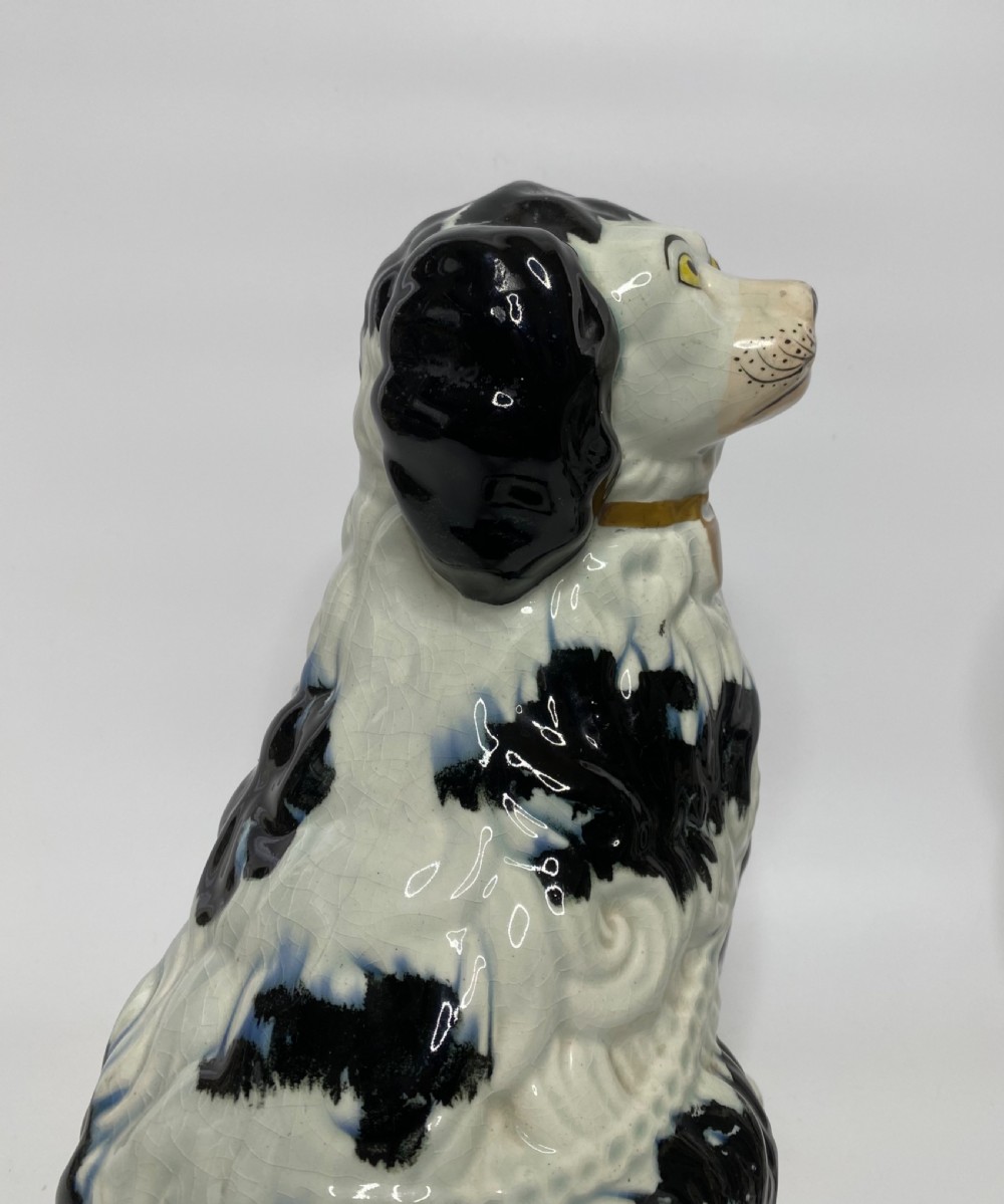 Pair of rare and large Staffordshire Spaniels, c. 1840. View VI