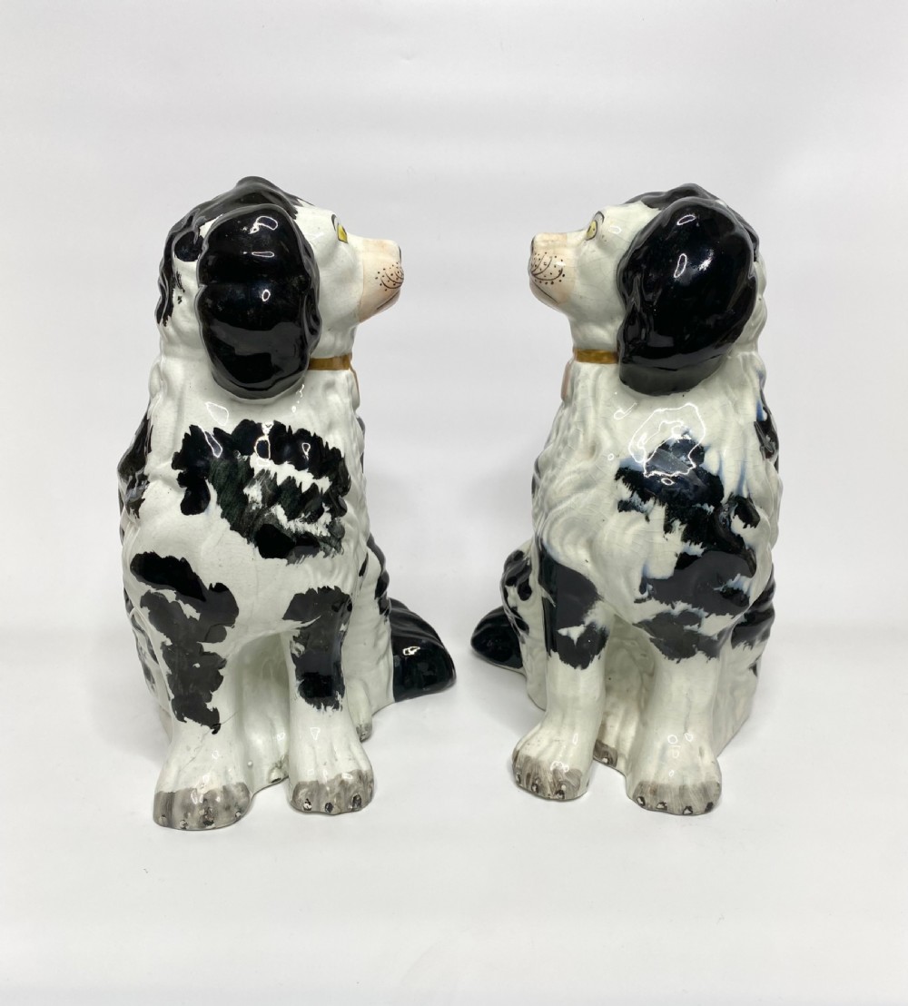 Pair of rare and large Staffordshire Spaniels, c. 1840. View VIII