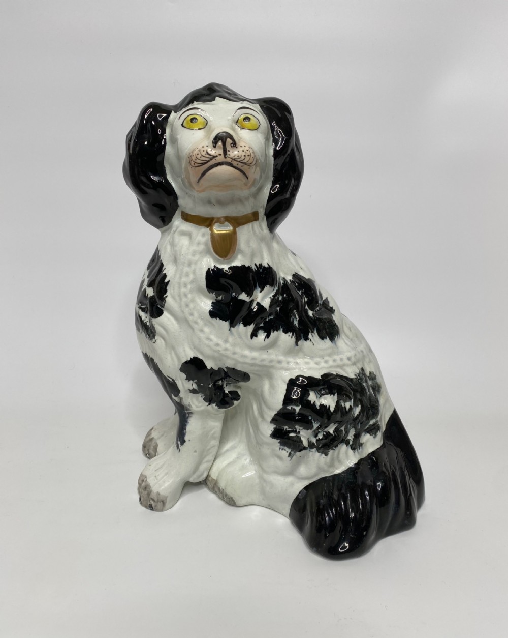 Pair of rare and large Staffordshire Spaniels, c. 1840. View IX