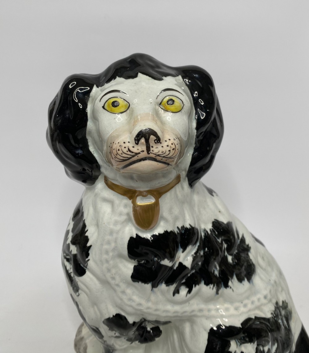 Pair of rare and large Staffordshire Spaniels, c. 1840. View X