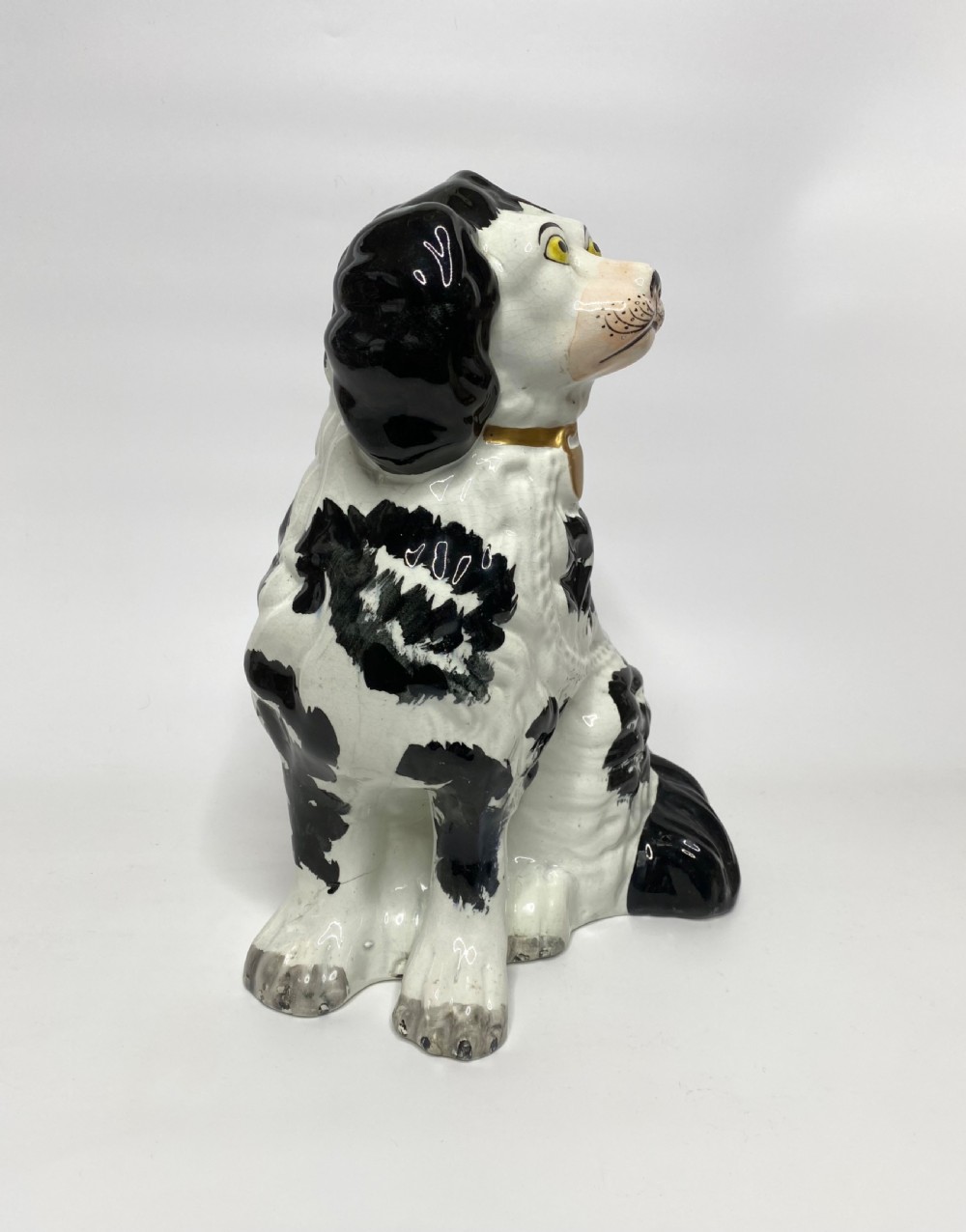 Pair of rare and large Staffordshire Spaniels, c. 1840. View XI