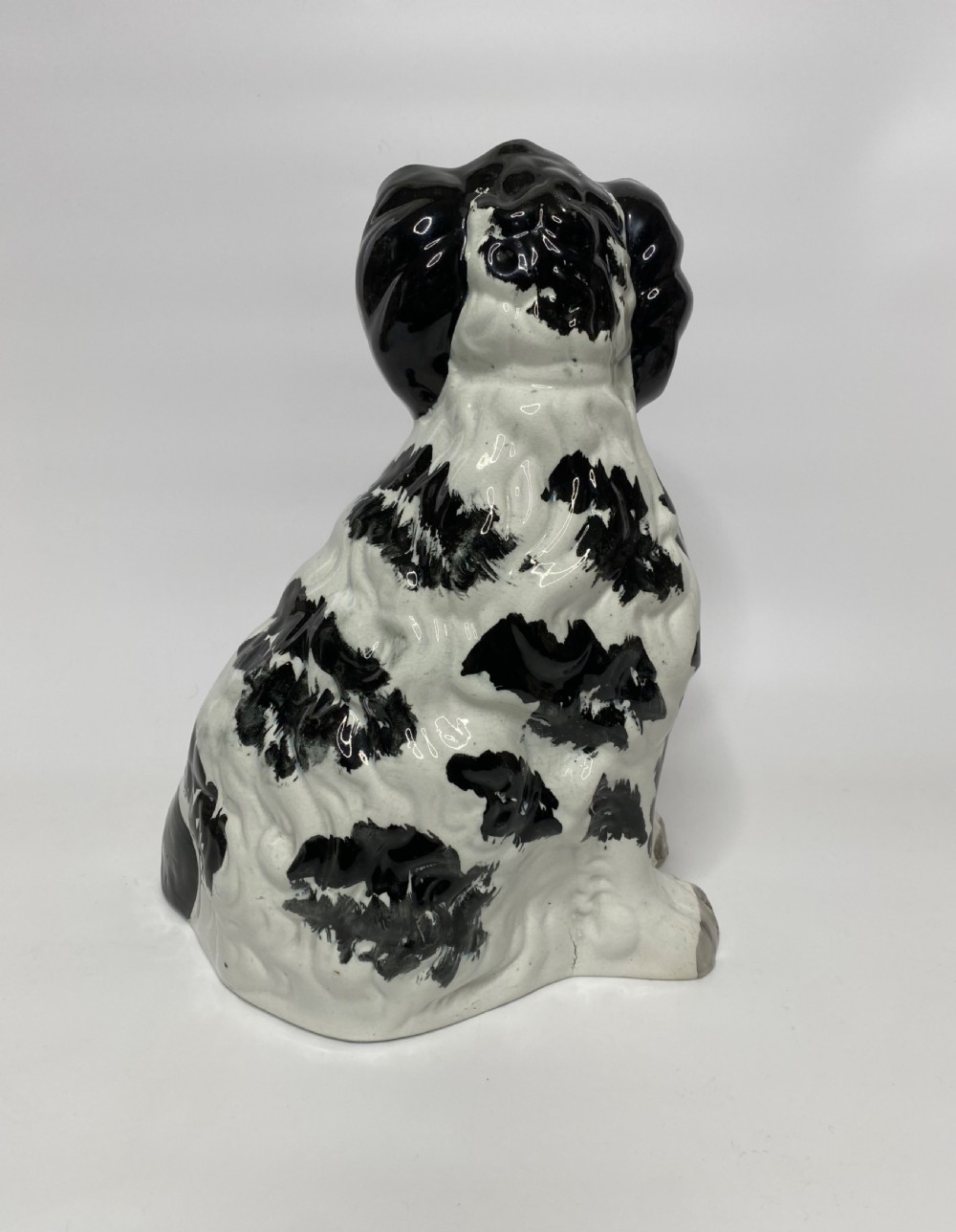 Pair of rare and large Staffordshire Spaniels, c. 1840. View XII