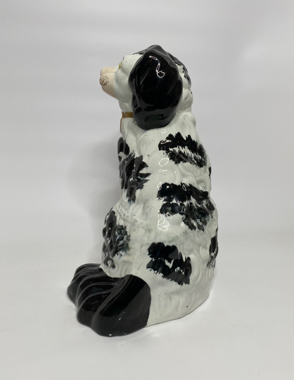 Pair of rare and large Staffordshire Spaniels, c. 1840. View XIII