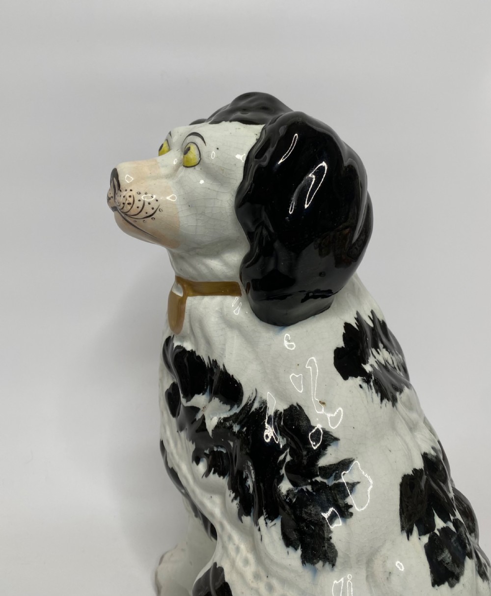 Pair of rare and large Staffordshire Spaniels, c. 1840. View XIV