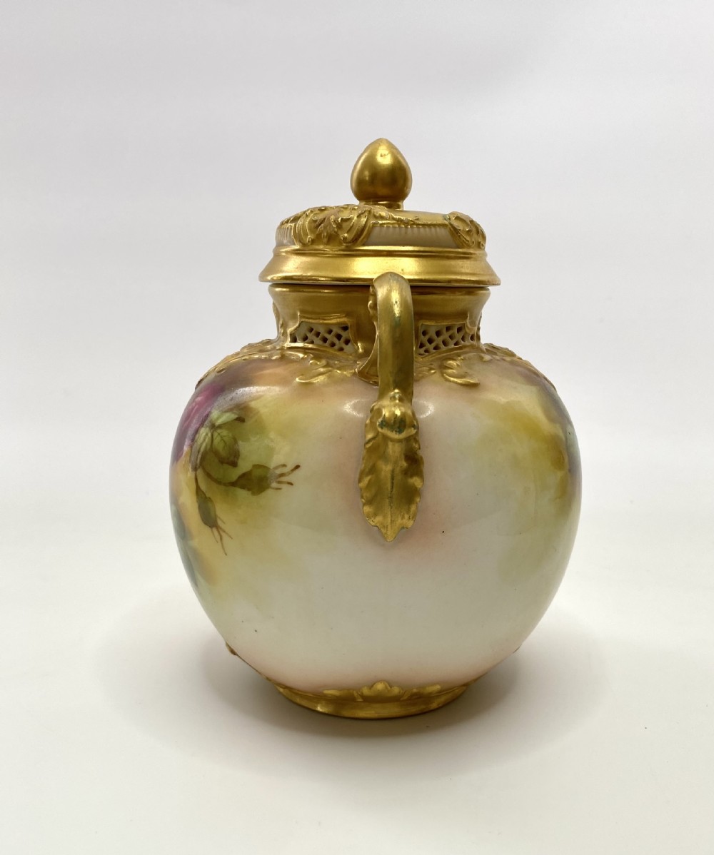 Royal Worcester pot pourri & cover, F. Harper, d. 1919. View II