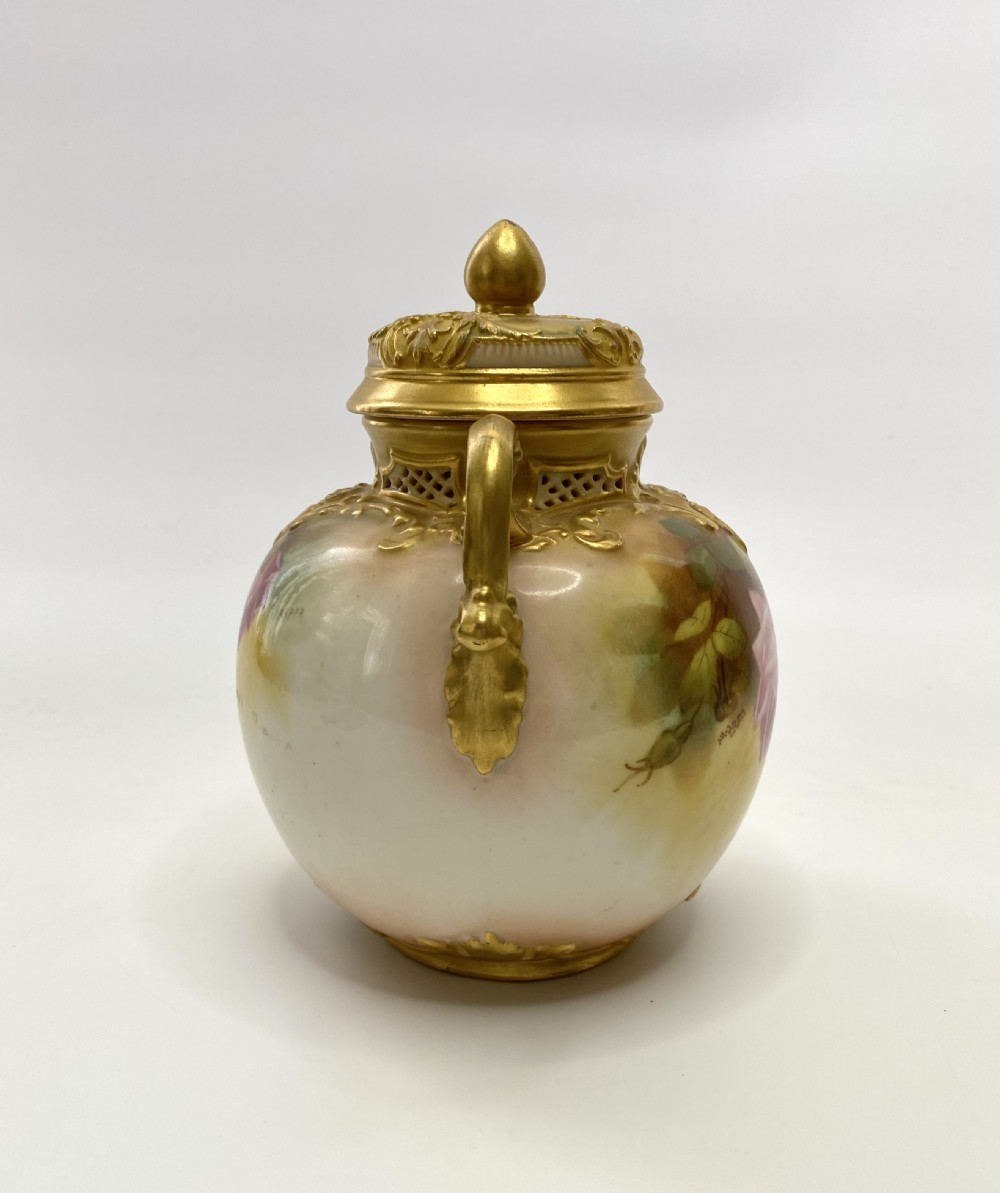 Royal Worcester pot pourri & cover, F. Harper, d. 1919. View IV