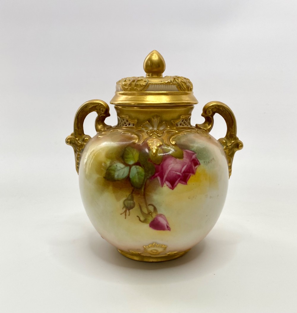 Royal Worcester pot pourri & cover, F. Harper, d. 1919. View V