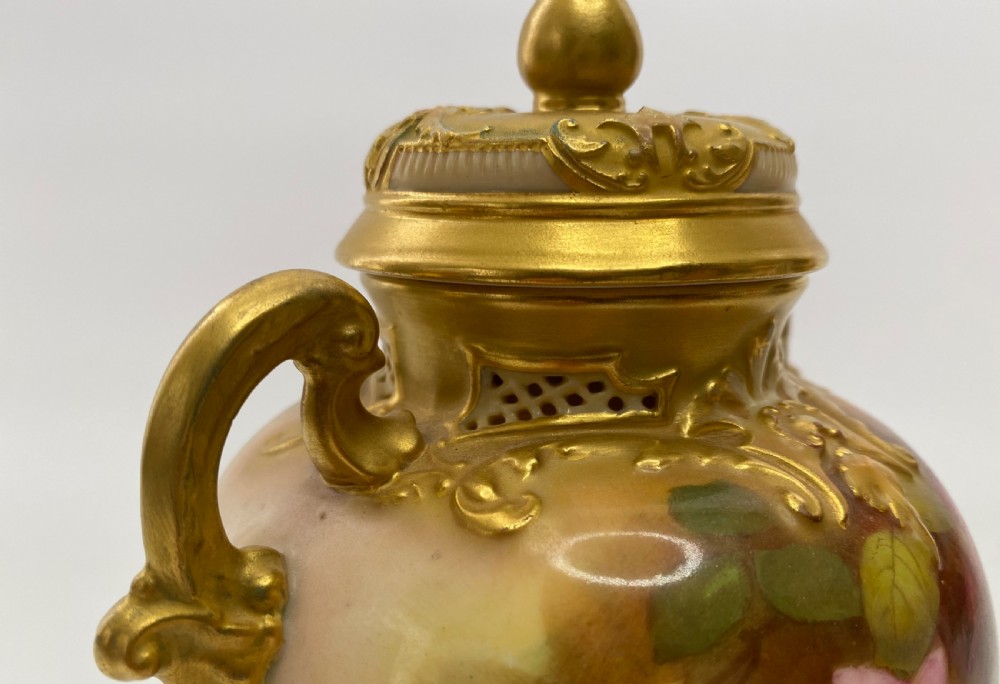 Royal Worcester pot pourri & cover, F. Harper, d. 1919. View VII