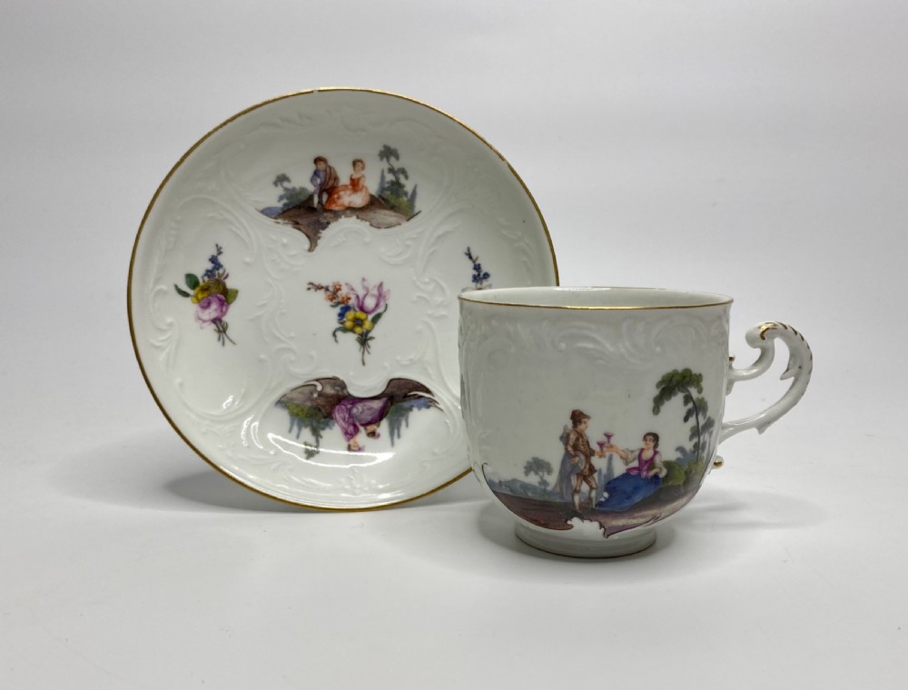 Meissen porcelain cup and saucer, c. 1740.