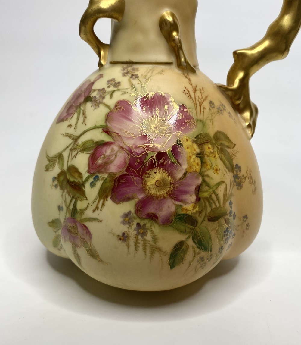 Royal Worcester porcelain ewer, ‘Blush Ivory’ glaze, dated 1908. View V