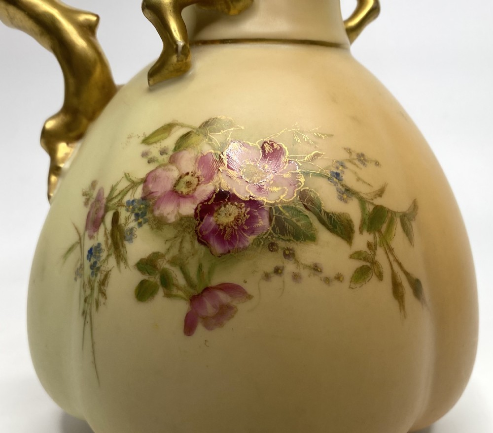 Royal Worcester porcelain ewer, ‘Blush Ivory’ glaze, dated 1908. View VI