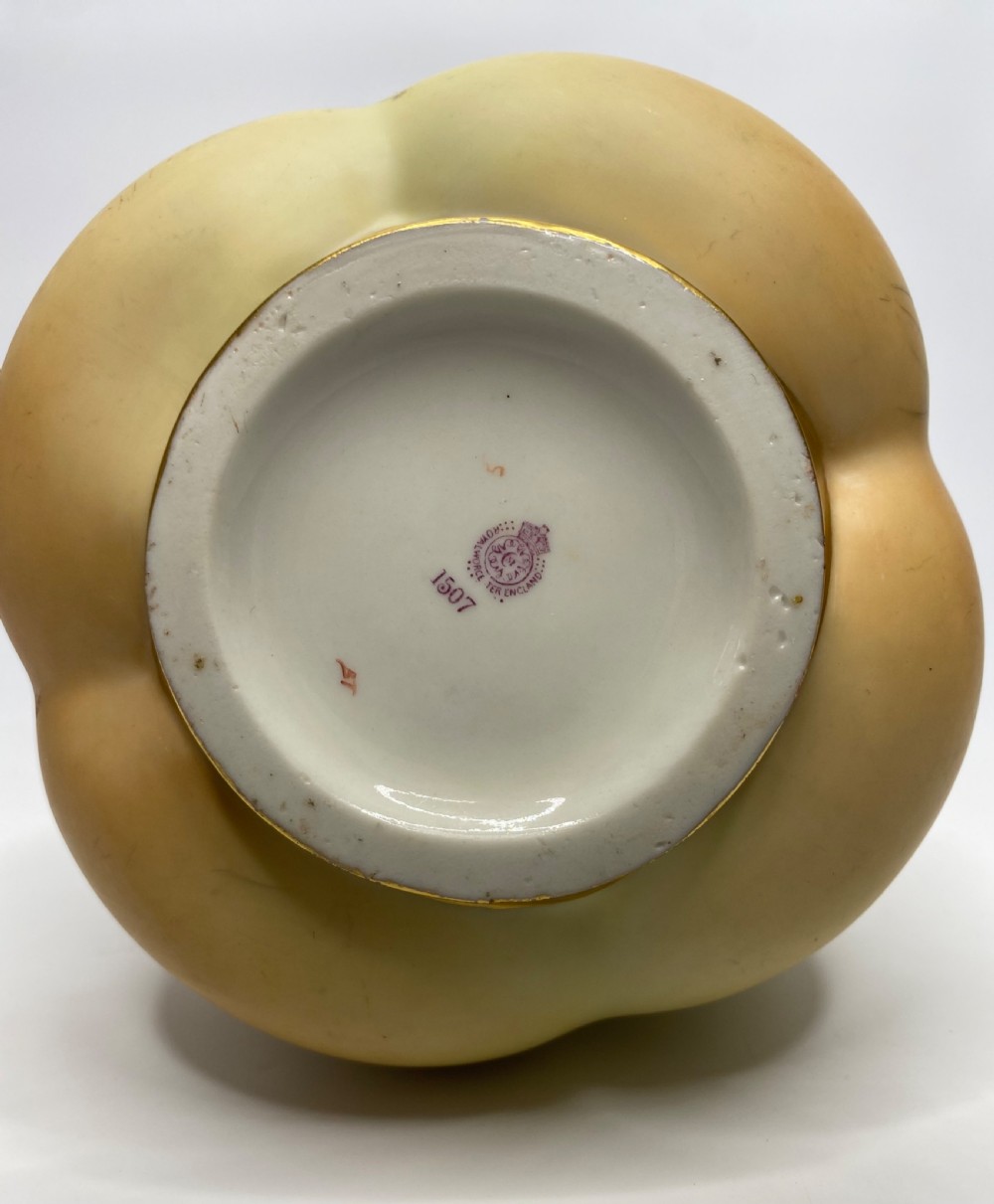 Royal Worcester porcelain ewer, ‘Blush Ivory’ glaze, dated 1908. View IX