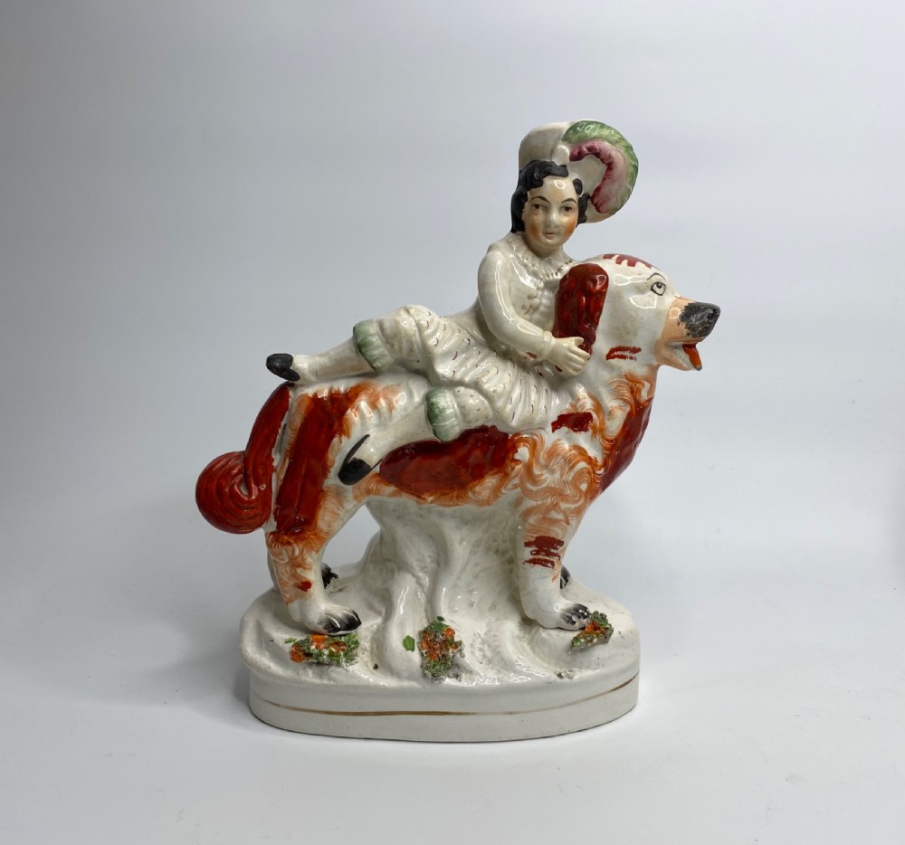 Staffordshire figures, Royal Children on dogs, c. 1850. View II