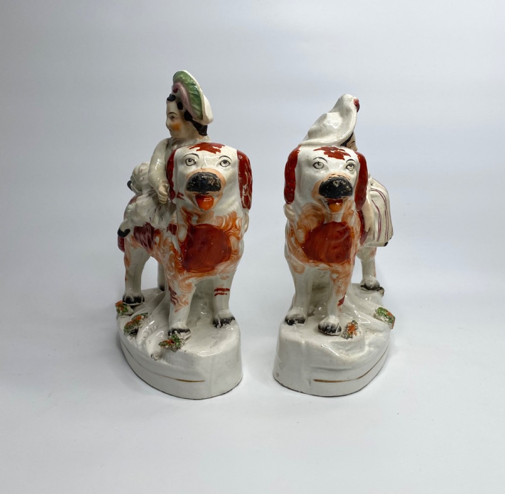 Staffordshire figures, Royal Children on dogs, c. 1850. View IV