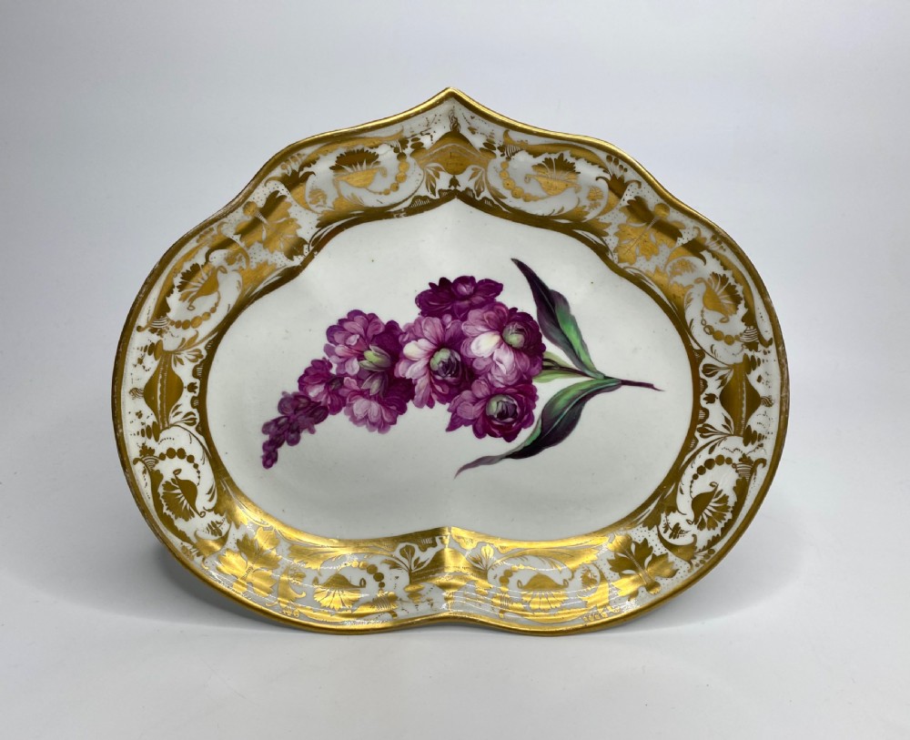 Derby porcelain dish, Botanical study, William ‘Quacker’ Pegg, c. 1815.